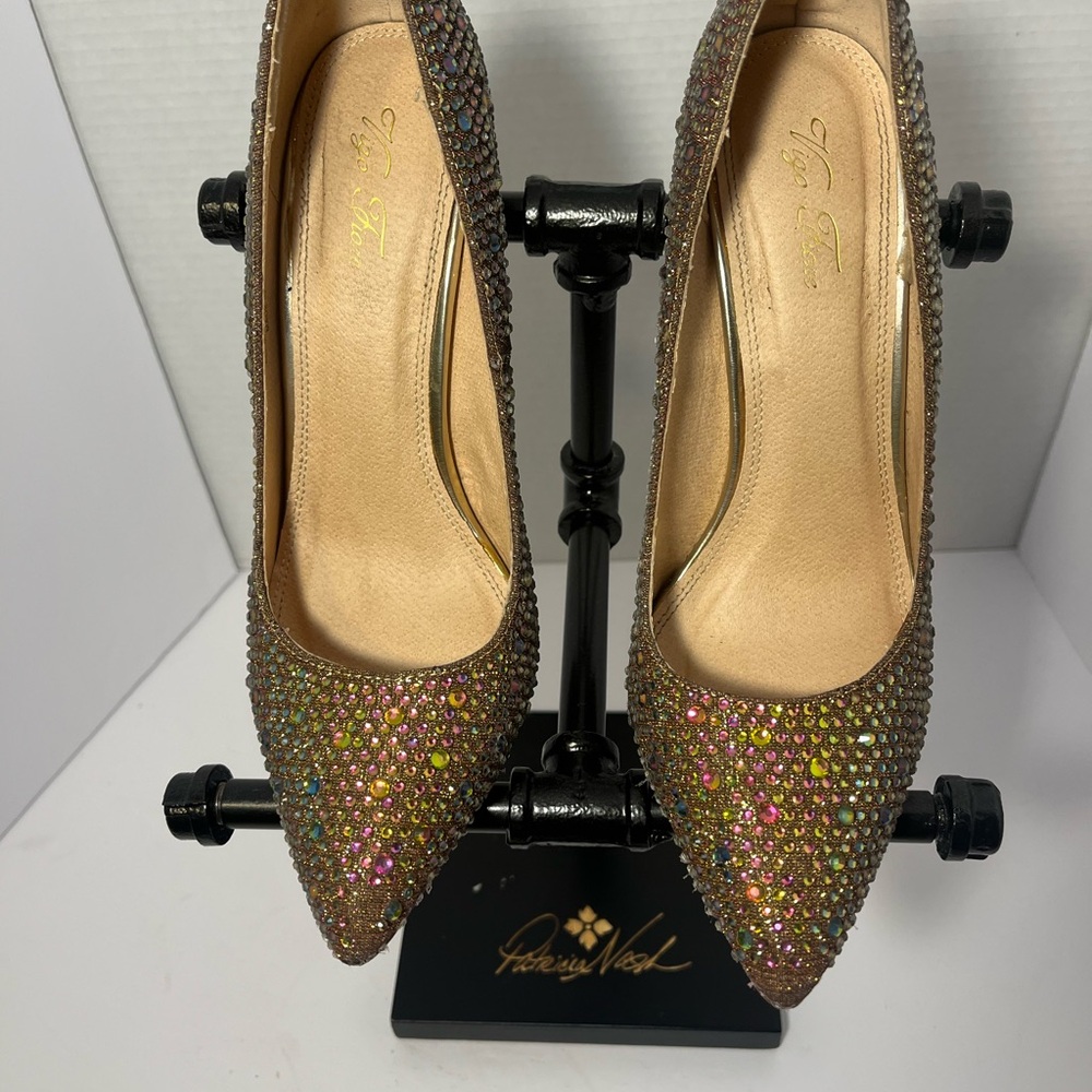 Gold Glitter High Heels with Pointed Toe